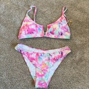 Sheikini Pink Tie Dye Bikini Swimsuit Size S Vacation Party NWT Beach